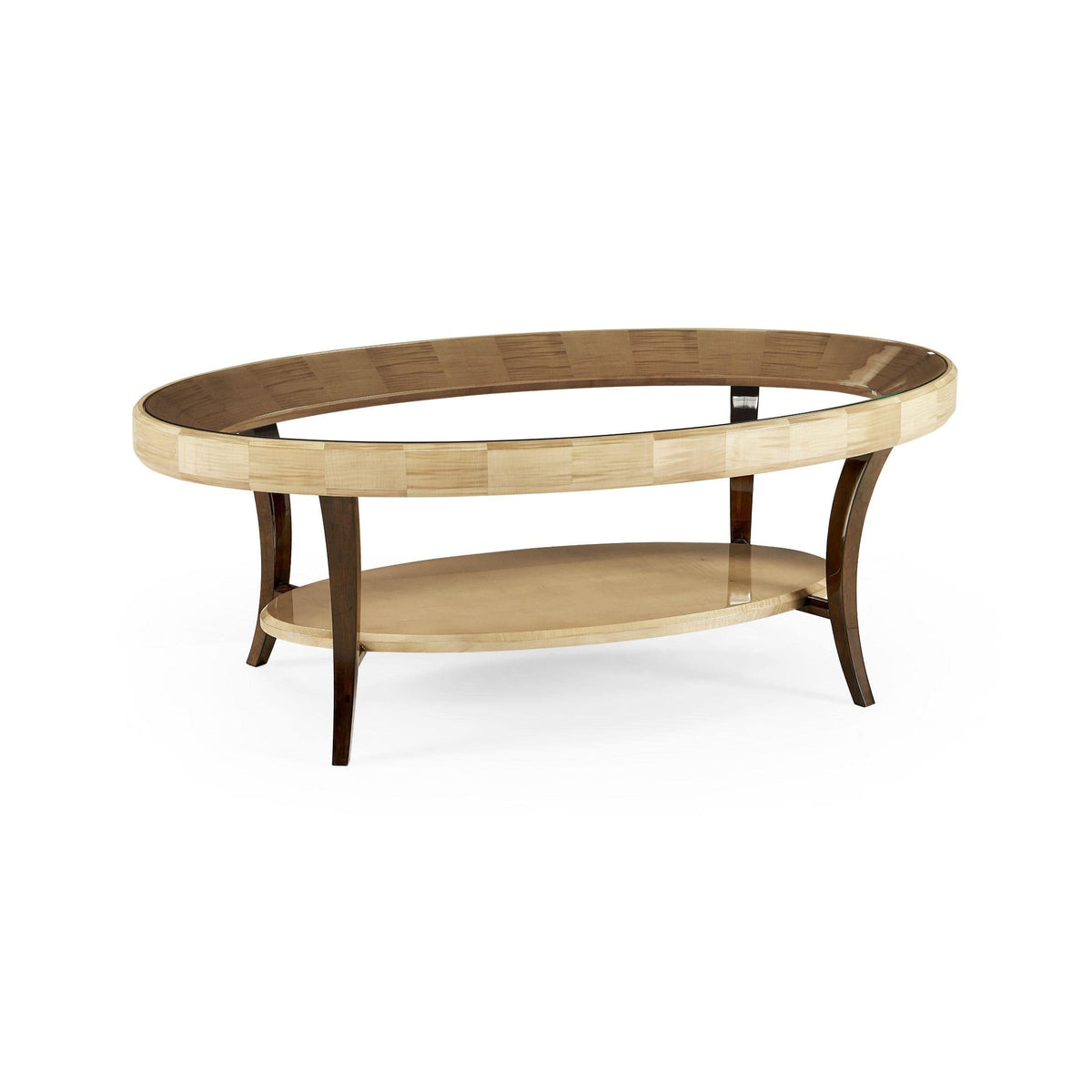 Jonathan Charles Oval Coffee Table Art Deco with Glass Top.