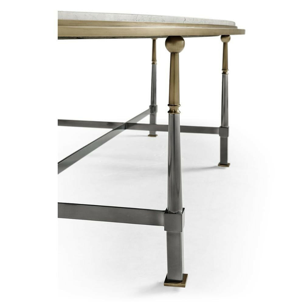 Jonathan Charles Oval Coffee Table with Calacatta Marble.