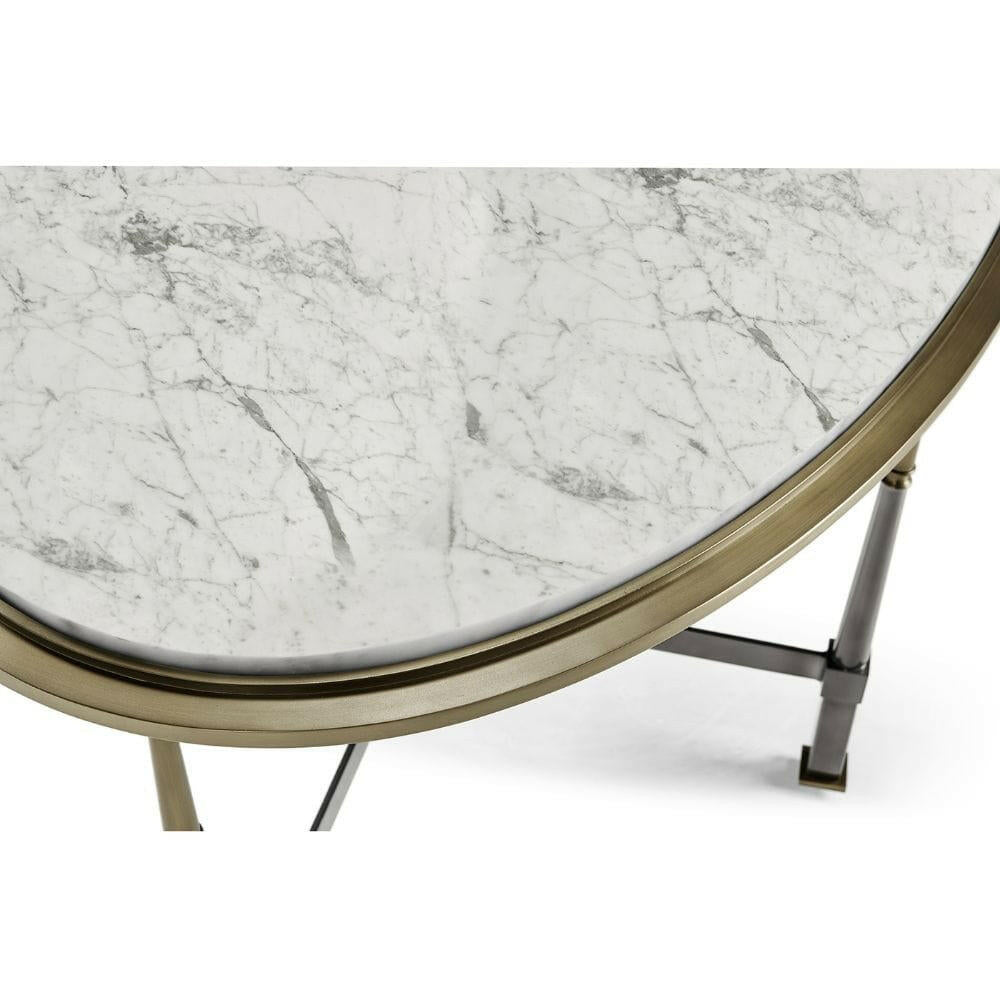 Jonathan Charles Oval Coffee Table with Calacatta Marble.