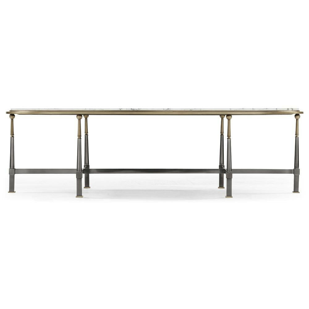 Jonathan Charles Oval Coffee Table with Calacatta Marble.