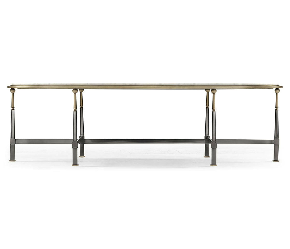 Jonathan Charles Oval Coffee Table with Carrara Marble.