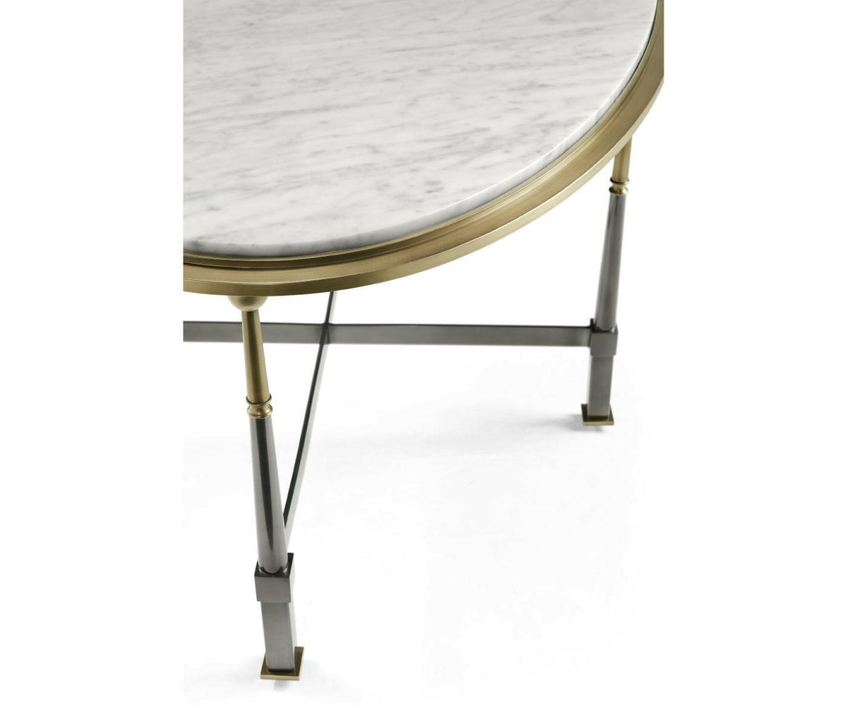Jonathan Charles Oval Coffee Table with Carrara Marble.
