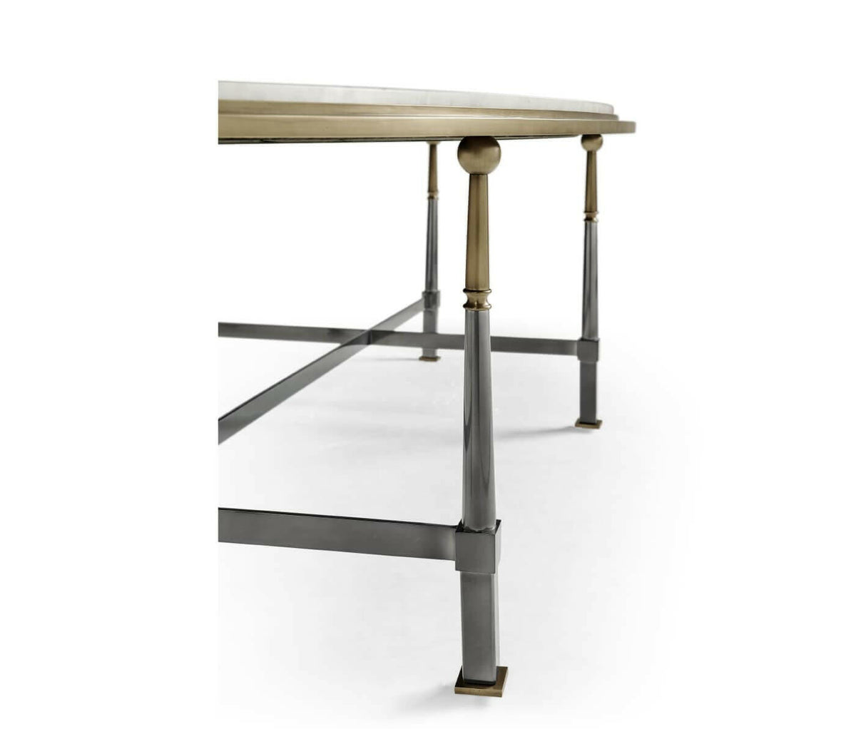 Jonathan Charles Oval Coffee Table with Carrara Marble.