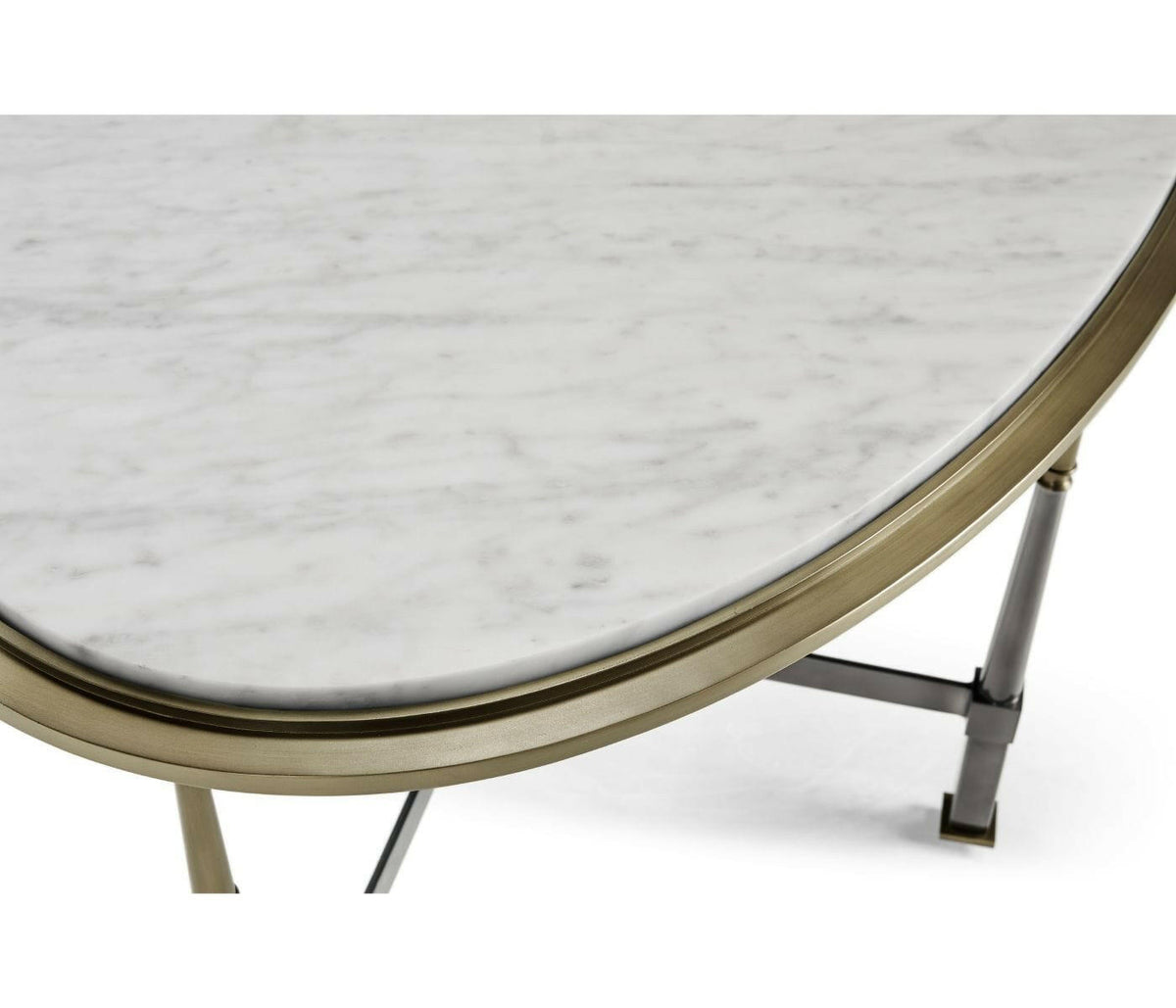 Jonathan Charles Oval Coffee Table with Carrara Marble.