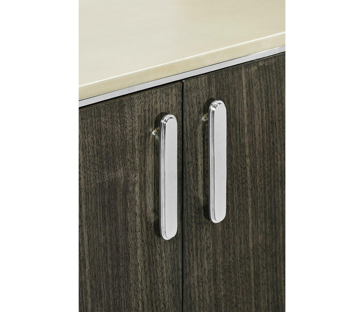 Jonathan Charles Oval Sideboard in Dark Grey Walnut.