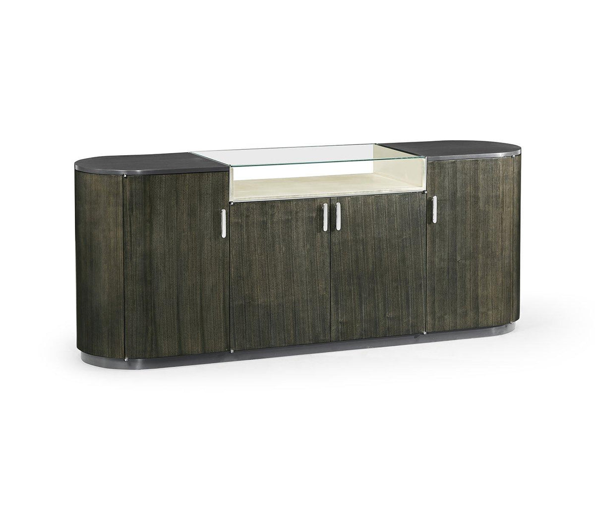 Jonathan Charles Oval Sideboard in Dark Grey Walnut.