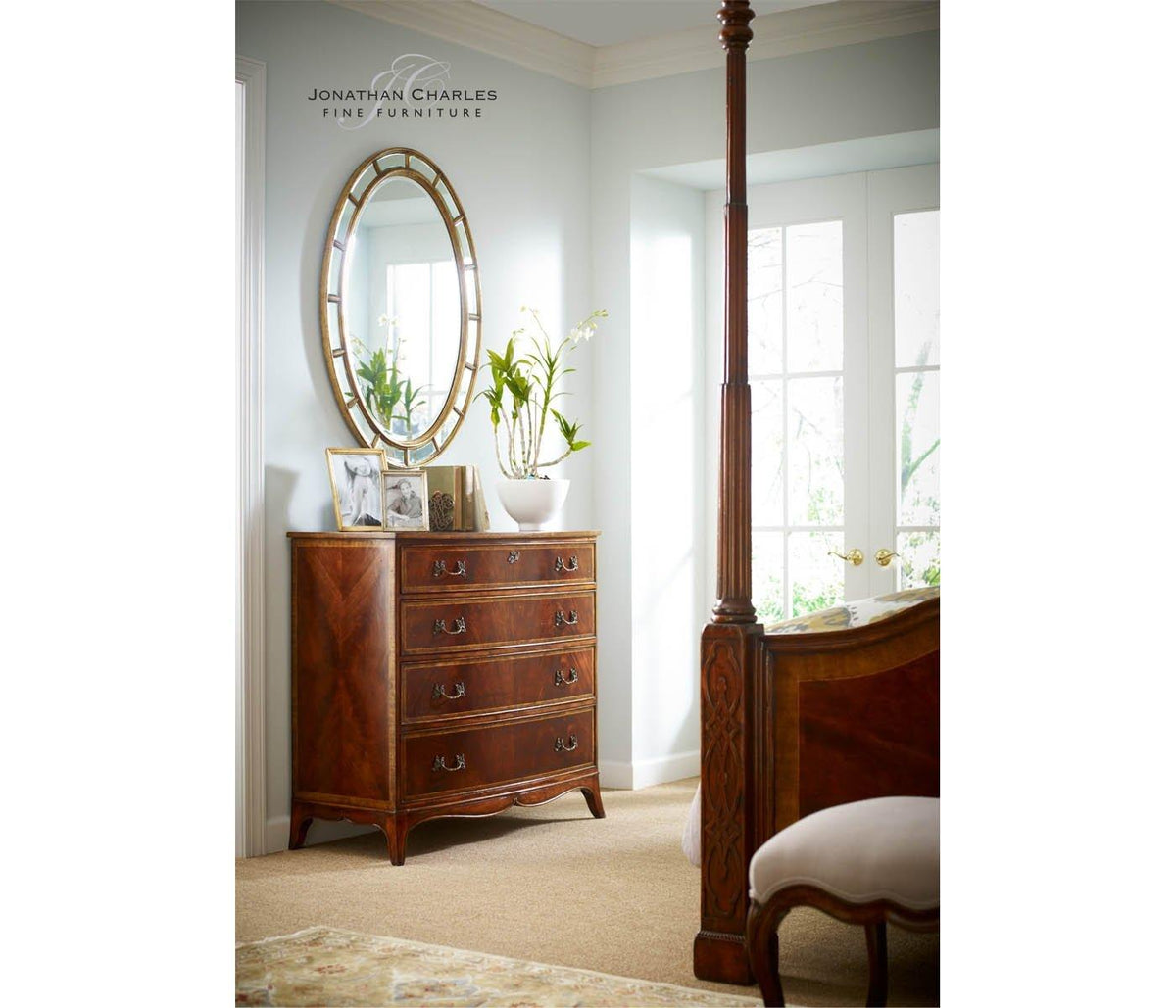 Jonathan Charles Oval Wall Mirror Georgian Irish - Gold.