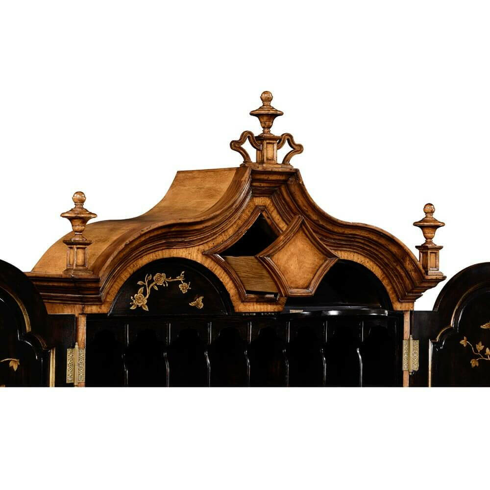 Jonathan Charles Queen Anne Walnut Bureau with Chinoiserie Interior.