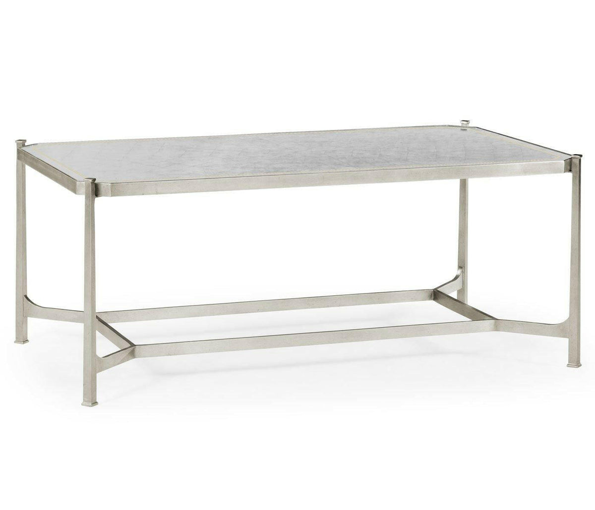 Jonathan Charles Rectangular Coffee Table Contemporary in Eglomise - Silver.