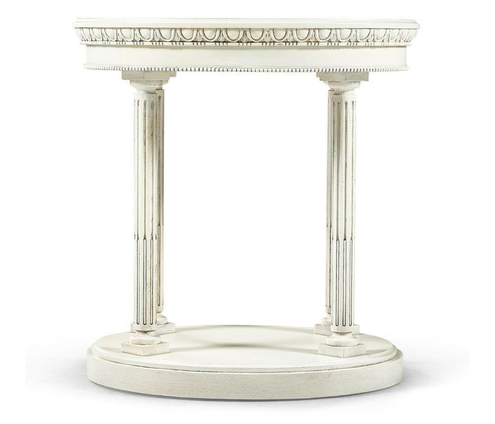 Jonathan Charles Rotor Oval End Table in Chalk White.