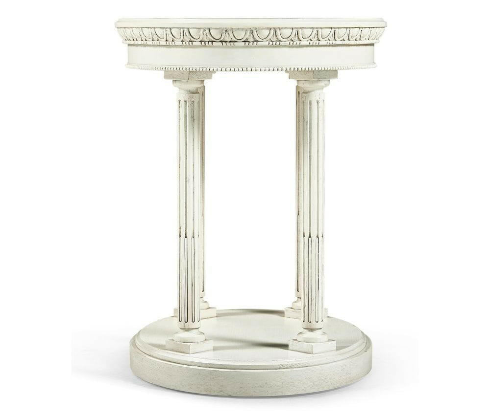 Jonathan Charles Rotor Oval End Table in Chalk White.