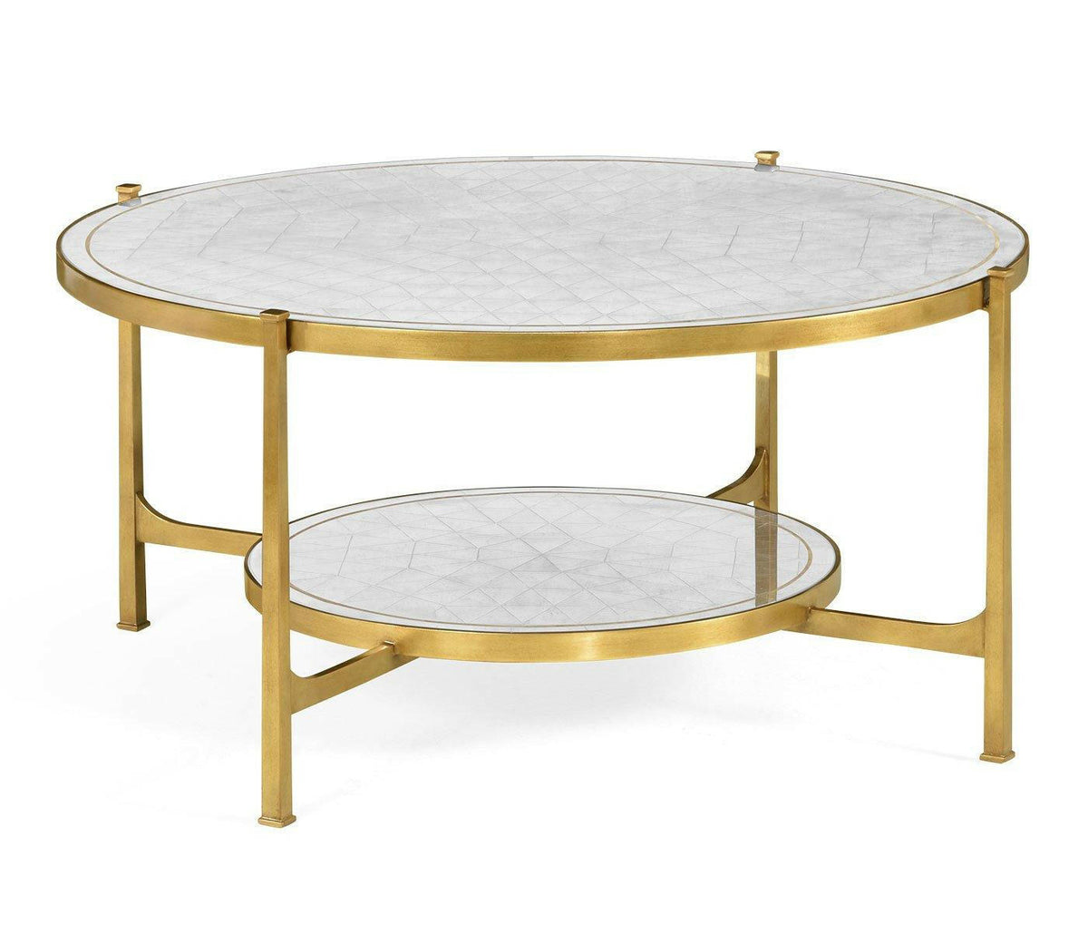 Jonathan Charles Round Coffee Table Contemporary - Gilded Iron.