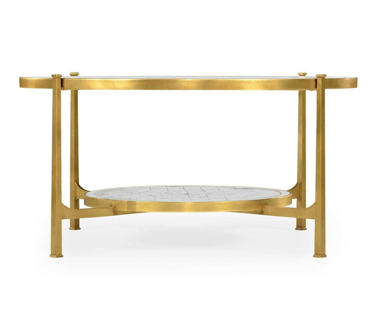 Jonathan Charles Round Coffee Table Contemporary - Gilded Iron.