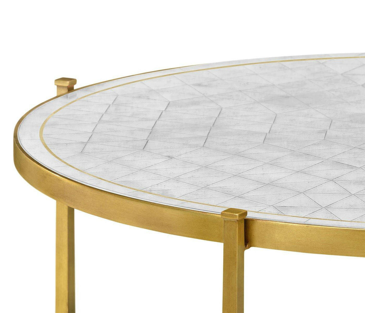 Jonathan Charles Round Coffee Table Contemporary - Gilded Iron.