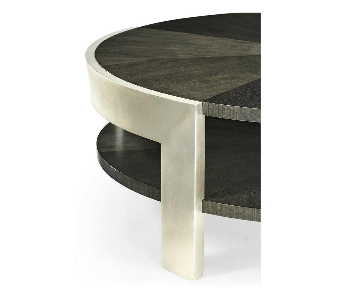 Jonathan Charles Round Coffee Table in Dark Grey Walnut.