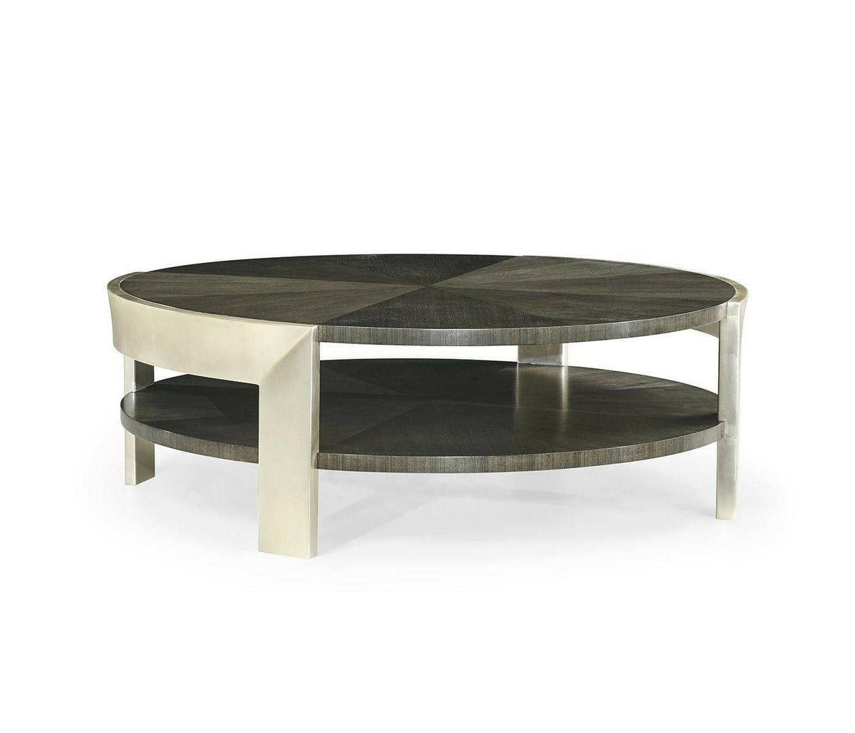 Jonathan Charles Round Coffee Table in Dark Grey Walnut.