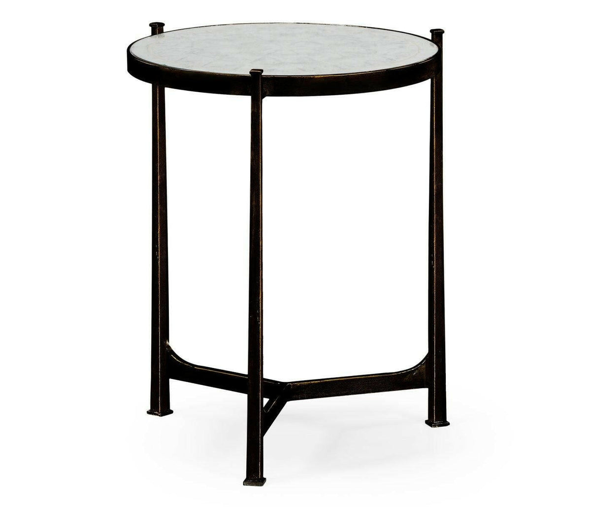 Jonathan Charles Round End Table Contemporary in Eglomise - Bronze.