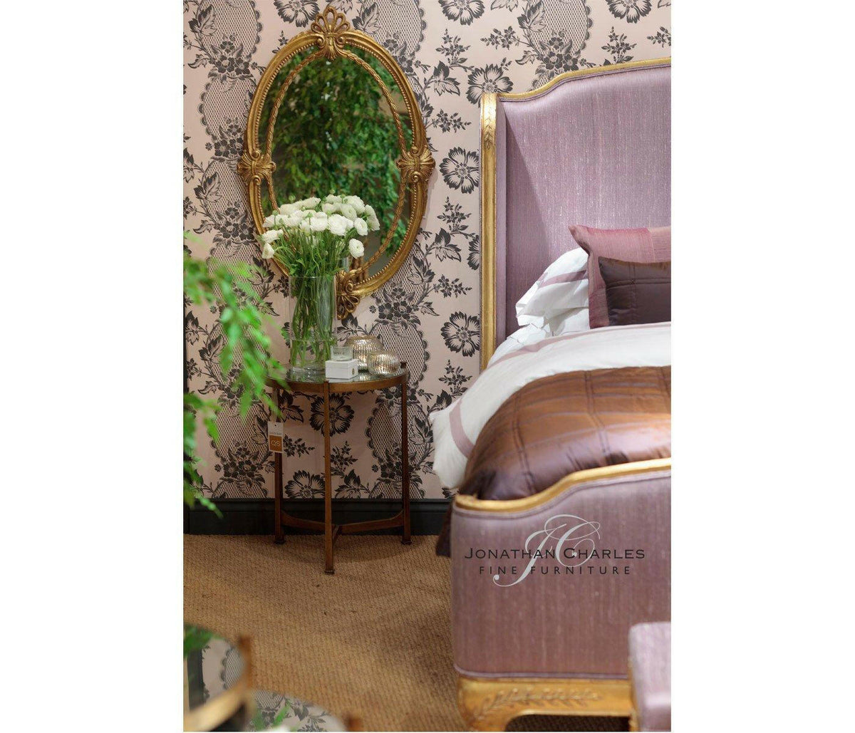 Jonathan Charles Round End Table Contemporary in Eglomise - Gilded.