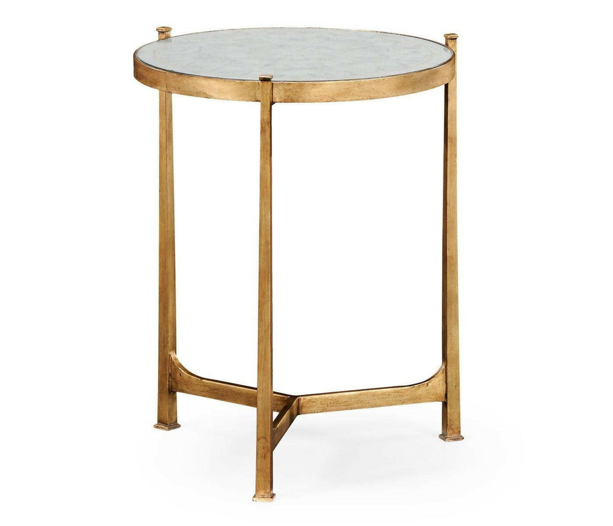 Jonathan Charles Round End Table Contemporary in Eglomise - Gilded.