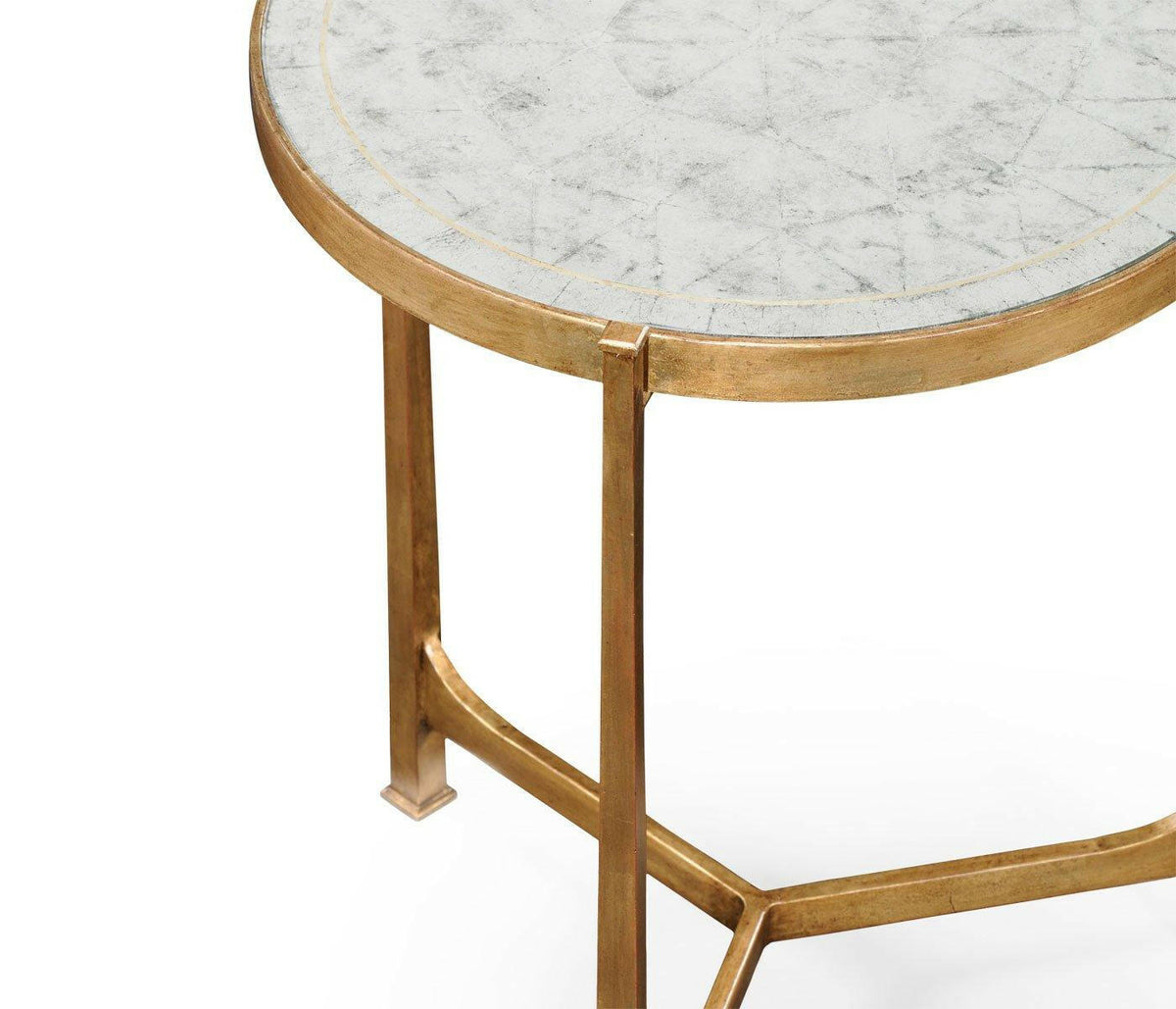 Jonathan Charles Round End Table Contemporary in Eglomise - Gilded.