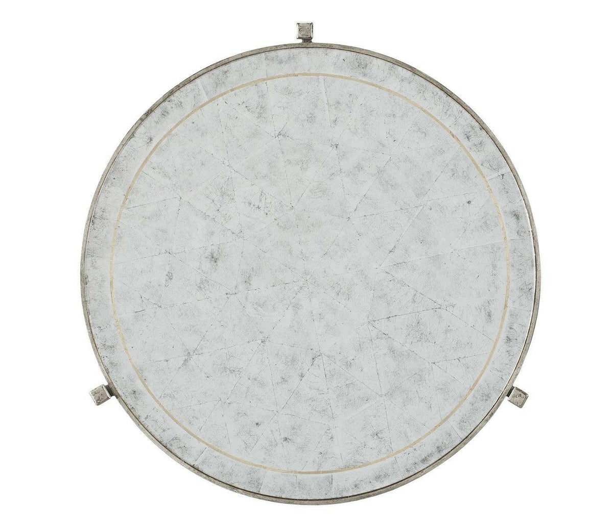 Jonathan Charles Round End Table Contemporary in Eglomise - Silver.