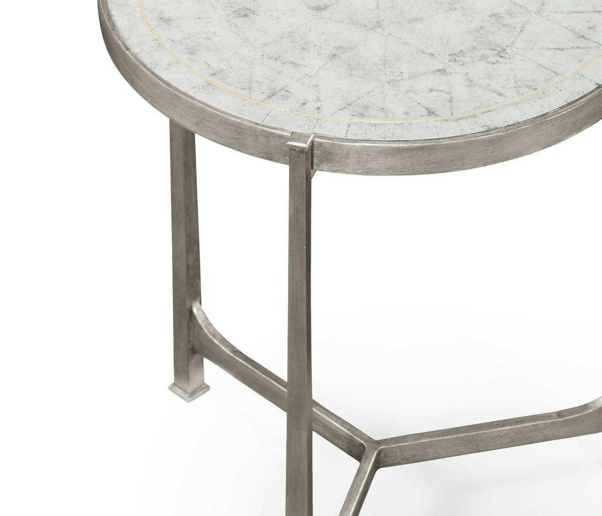 Jonathan Charles Round End Table Contemporary in Eglomise - Silver.
