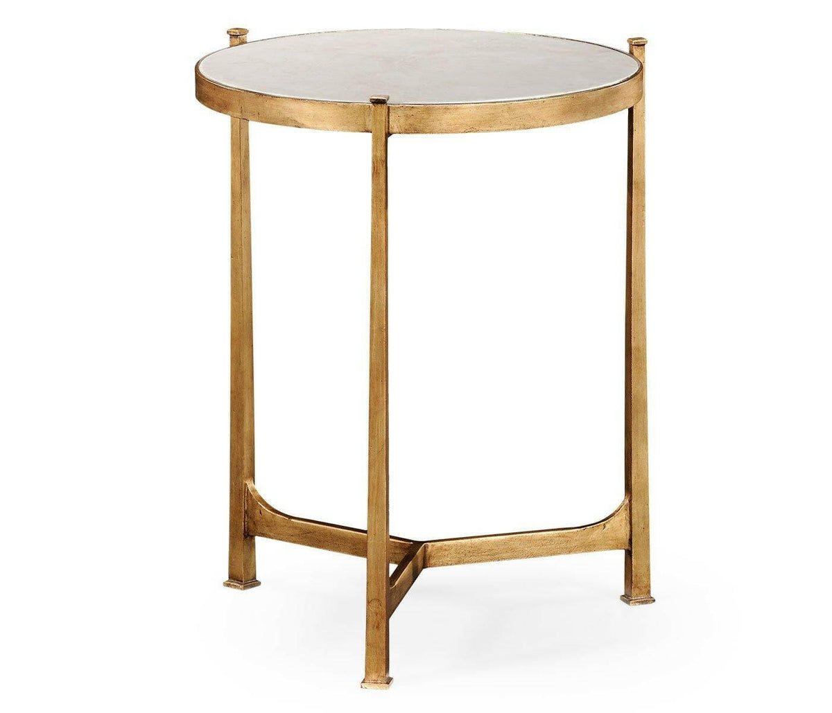 Jonathan Charles Round End Table Contemporary in Scagliola - Gilded.