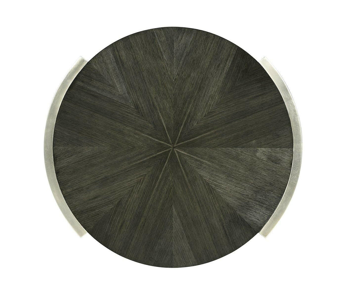 Jonathan Charles Round End Table in Dark Grey Walnut.