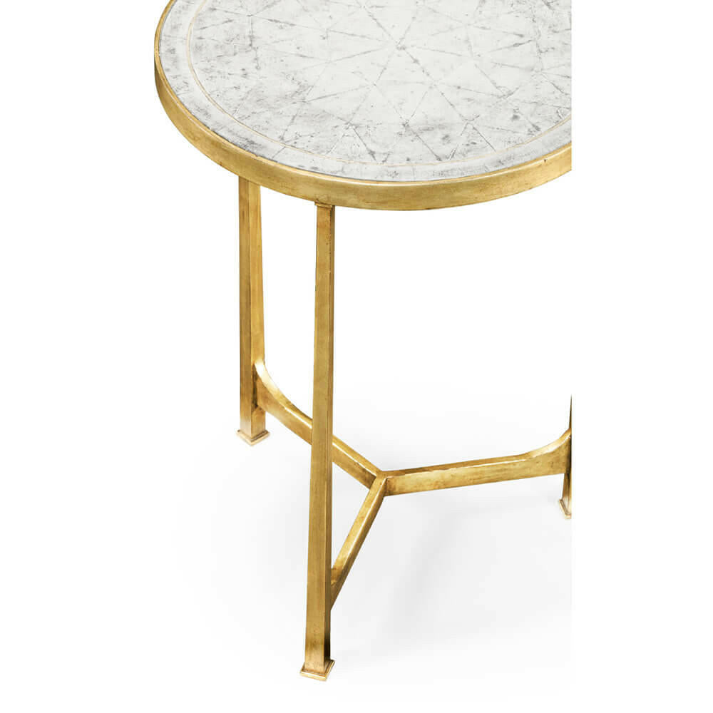 Jonathan Charles Round Lamp Table Contemporary in Eglomise - Gilded.