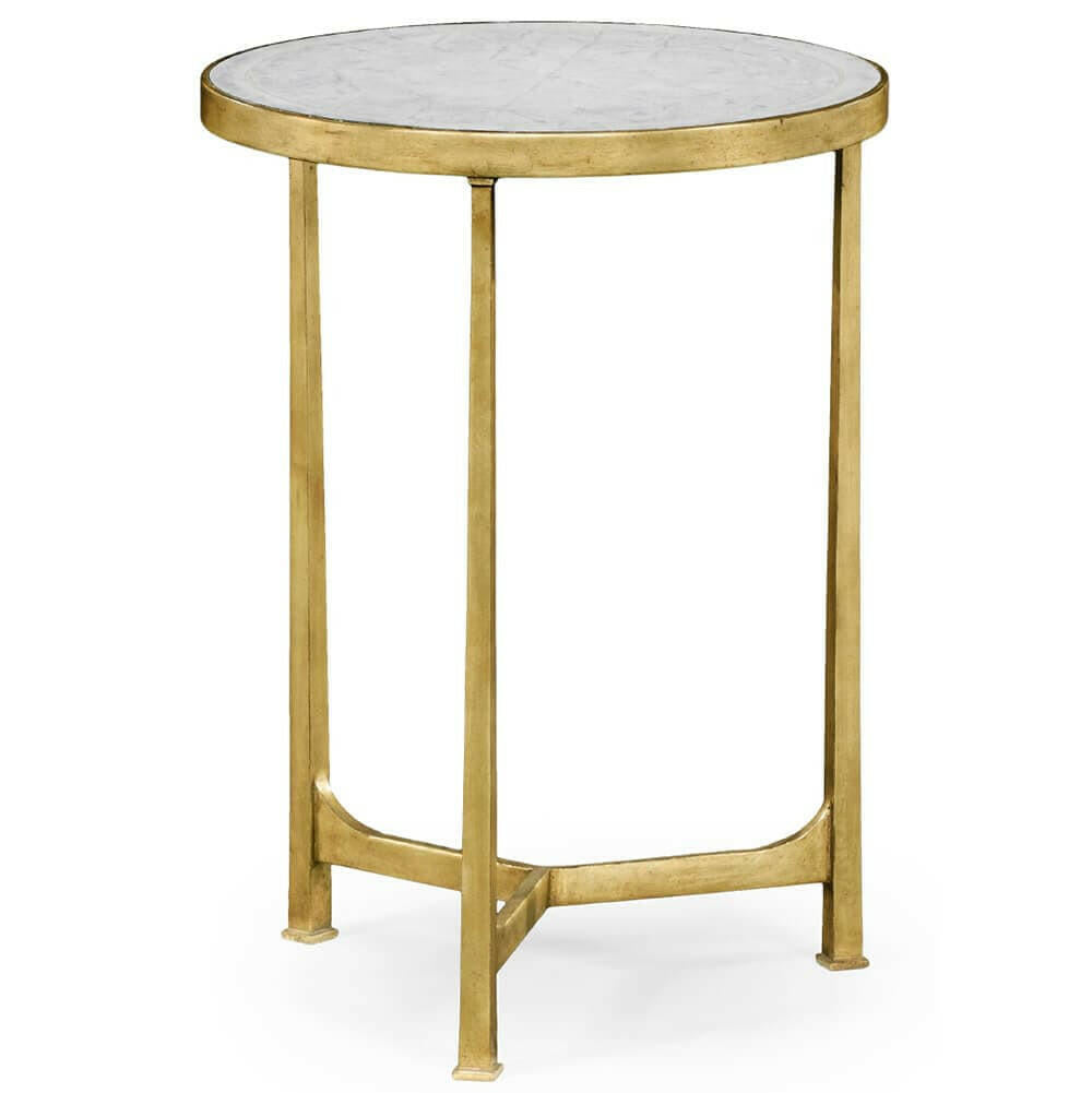 Jonathan Charles Round Lamp Table Contemporary in Eglomise - Gilded.