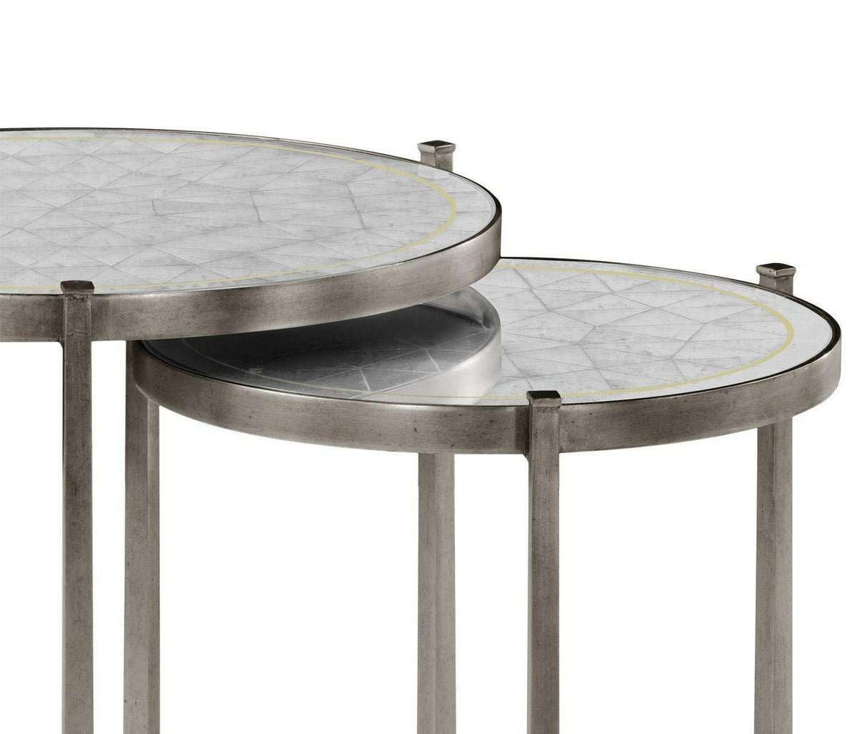 Jonathan Charles Round Nest of Tables Contemporary - Silver.