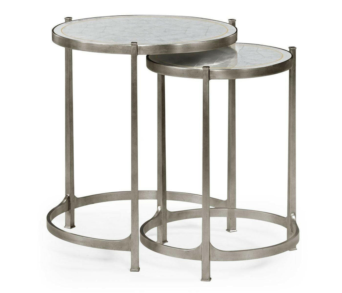 Jonathan Charles Round Nest of Tables Contemporary - Silver.