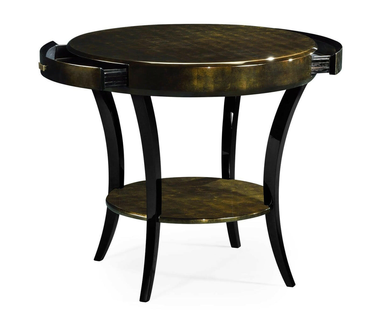 Jonathan Charles Round Side Table with Drawer Oriental - Moss Bronze.