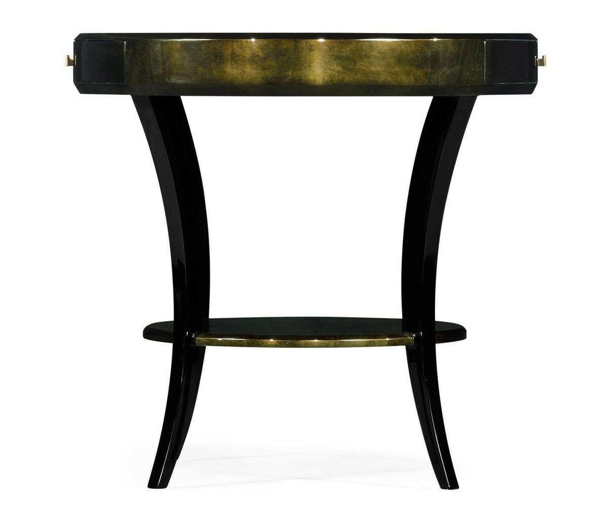 Jonathan Charles Round Side Table with Drawer Oriental - Moss Bronze.