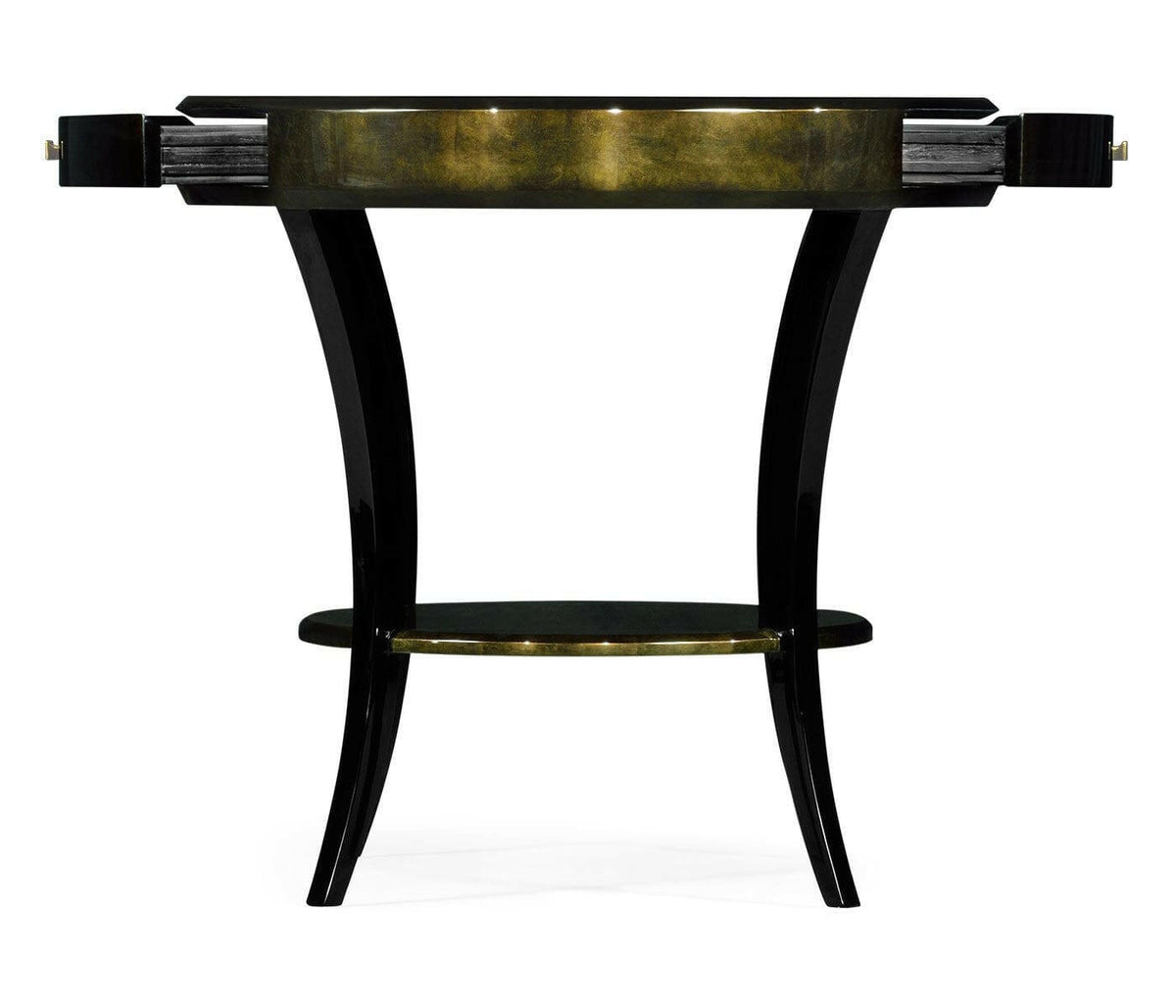 Jonathan Charles Round Side Table with Drawer Oriental - Moss Bronze.