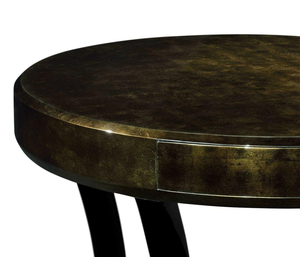 Jonathan Charles Round Side Table with Drawer Oriental - Moss Bronze.