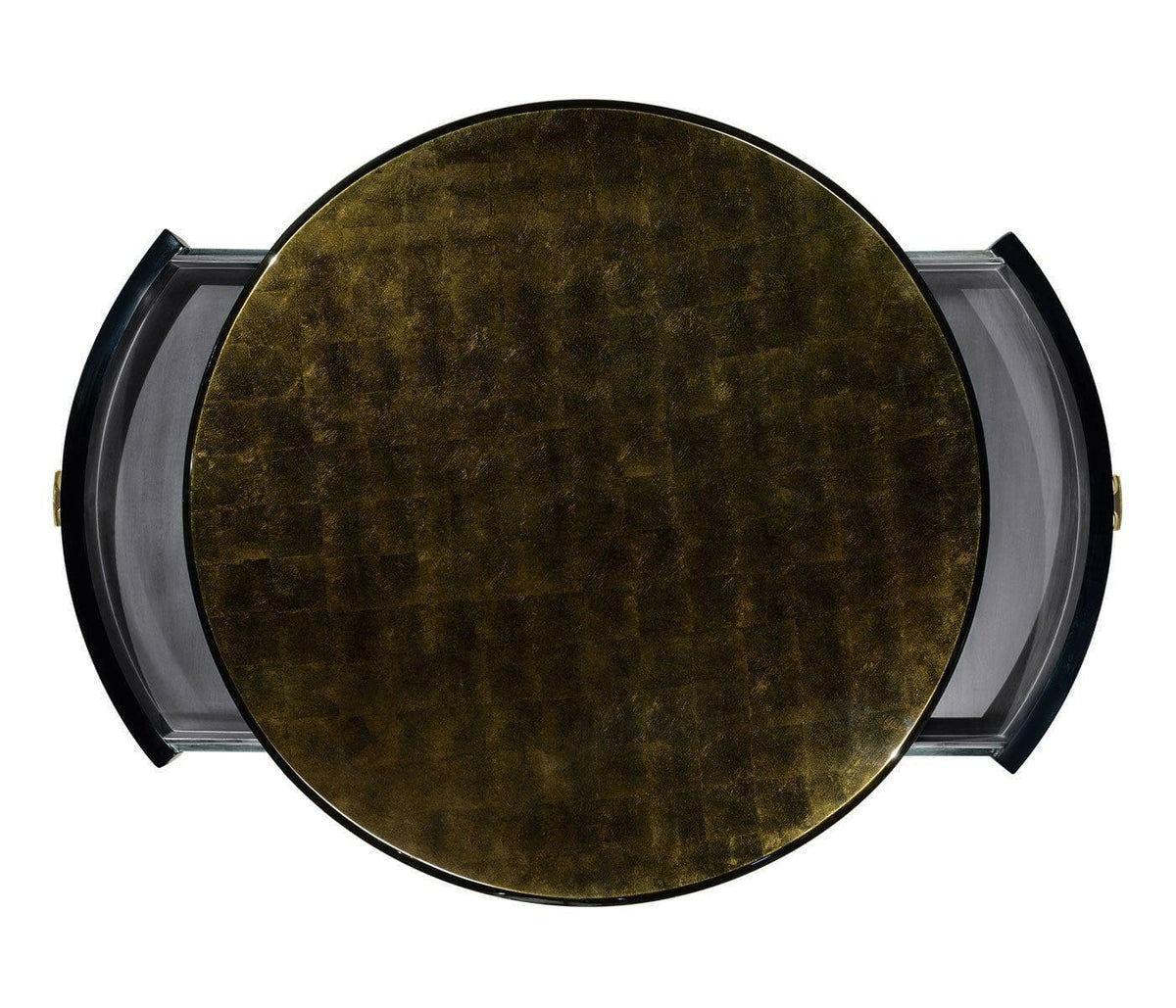 Jonathan Charles Round Side Table with Drawer Oriental - Moss Bronze.
