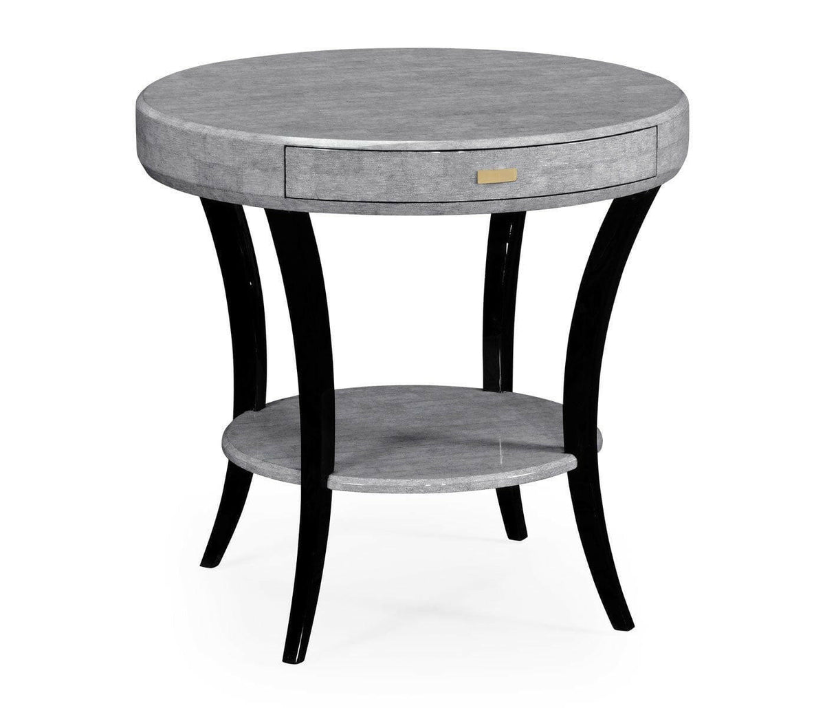 Jonathan Charles Round Side Table with Drawer Oriental - Smoke Eggshell.