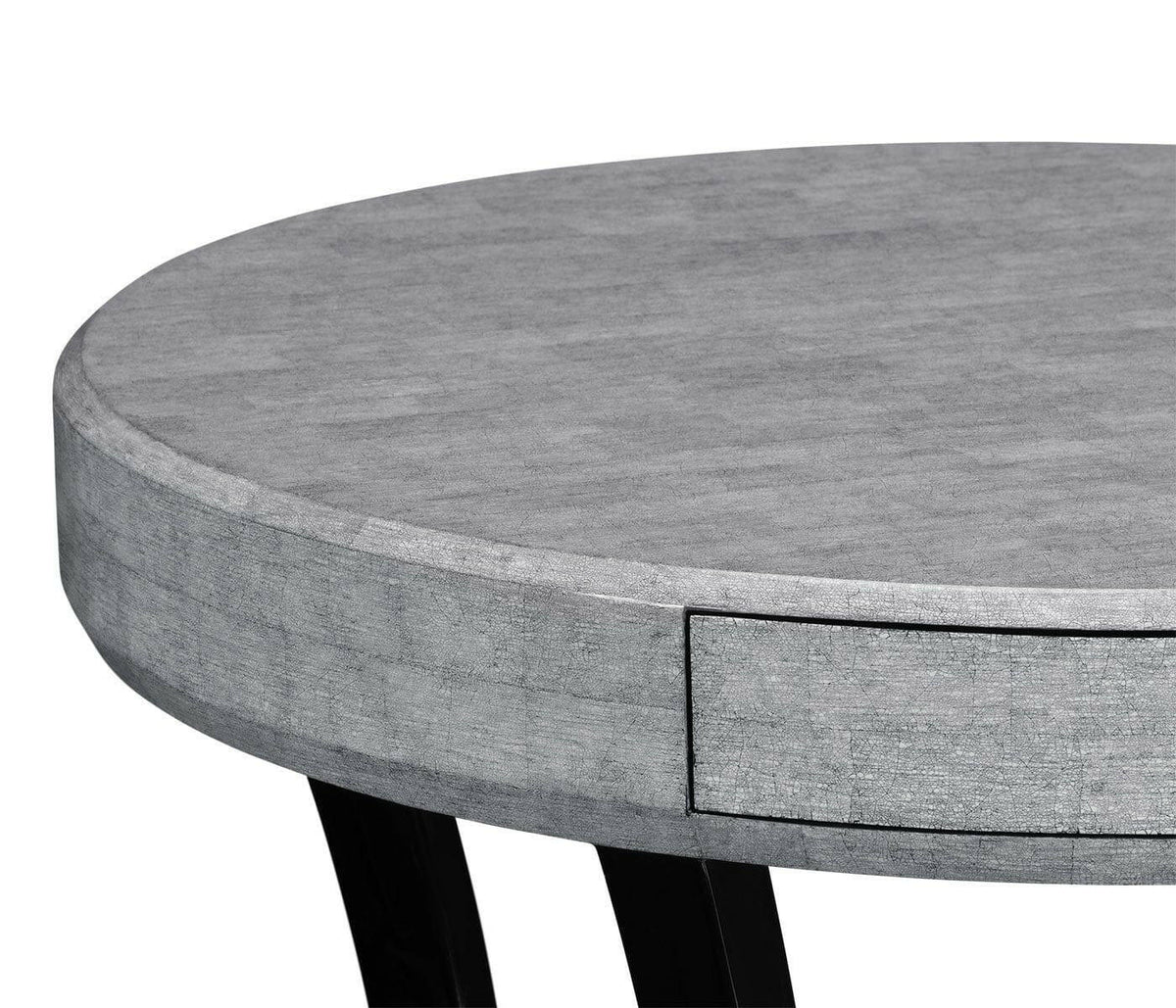 Jonathan Charles Round Side Table with Drawer Oriental - Smoke Eggshell.