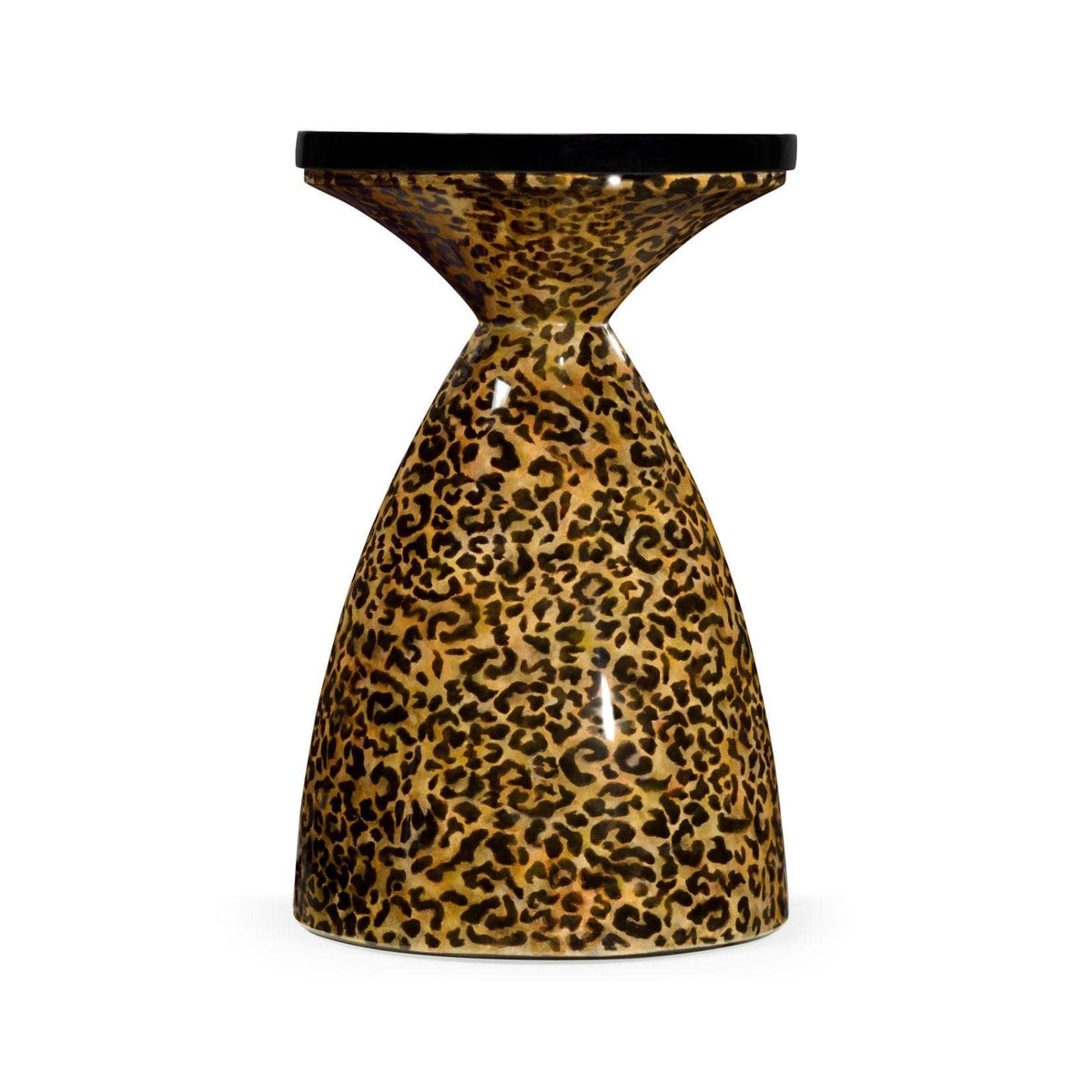 Jonathan Charles Round Wine Table Hourglass - Leopardskin & Black.