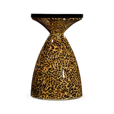 Jonathan Charles Living Jonathan Charles Round Wine Table Hourglass - Leopardskin & Black House of Isabella UK