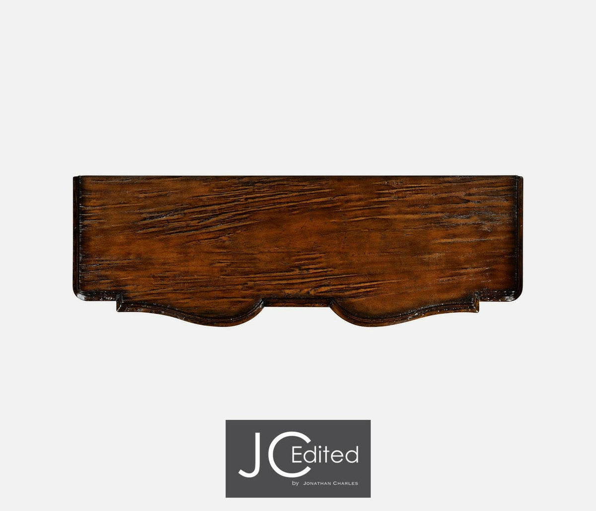 Jonathan Charles Shelving Unit Wrought Iron in Rustic Walnut.