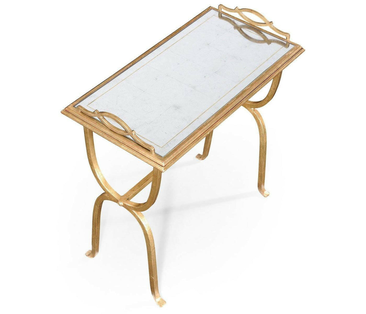 Jonathan Charles Side Table Horseshoe with Removable Tray Top - Gilded.