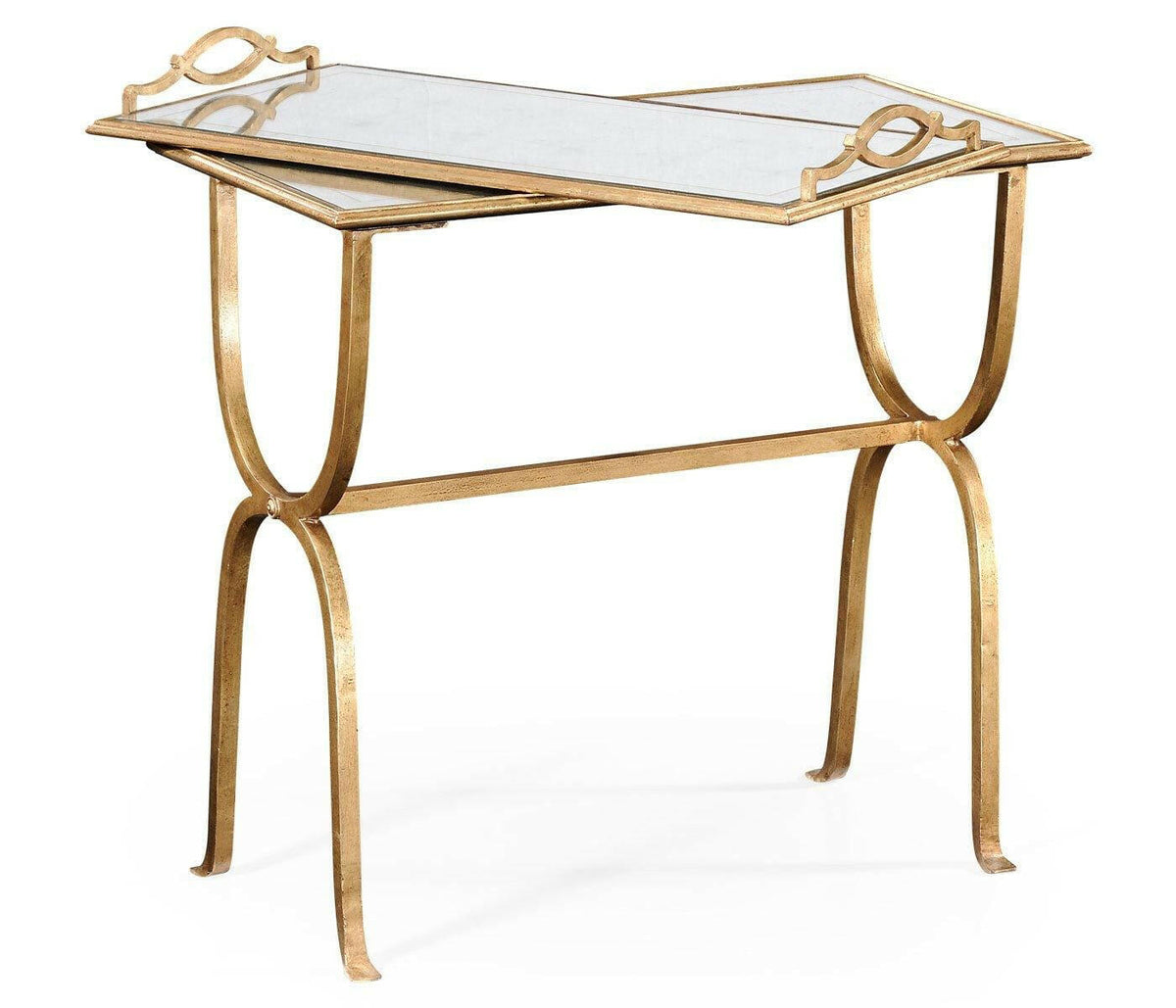 Jonathan Charles Side Table Horseshoe with Removable Tray Top - Gilded.