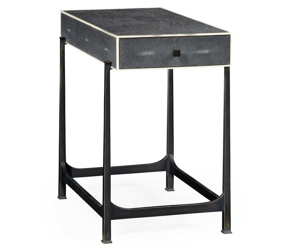 Jonathan Charles Side Table with Drawer Contemporary in Anthracite Shagreen - Bronze.