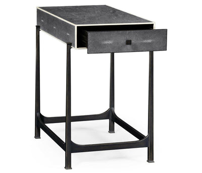 Jonathan Charles Living Jonathan Charles Side Table with Drawer Contemporary in Anthracite Shagreen - Bronze House of Isabella UK