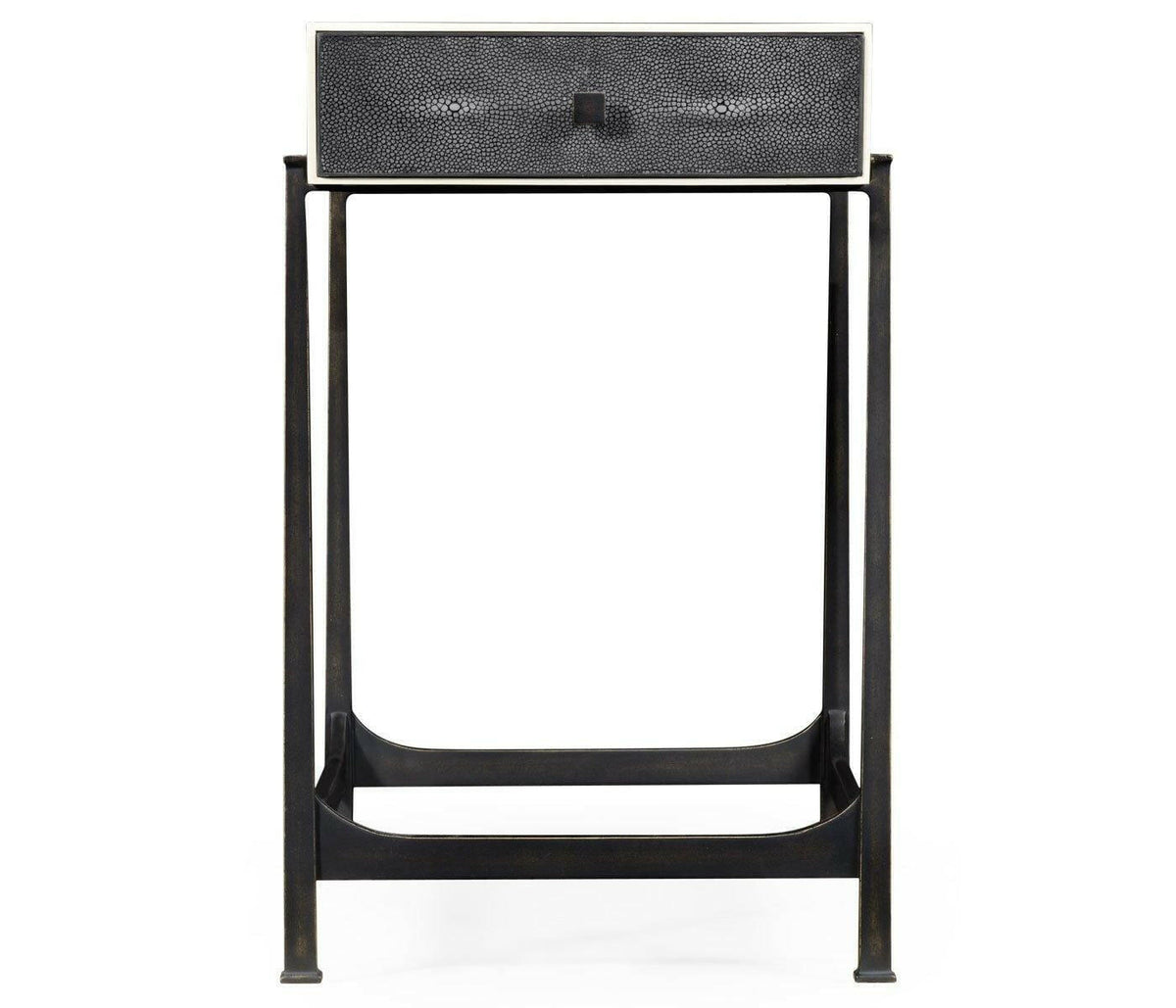 Jonathan Charles Side Table with Drawer Contemporary in Anthracite Shagreen - Bronze.