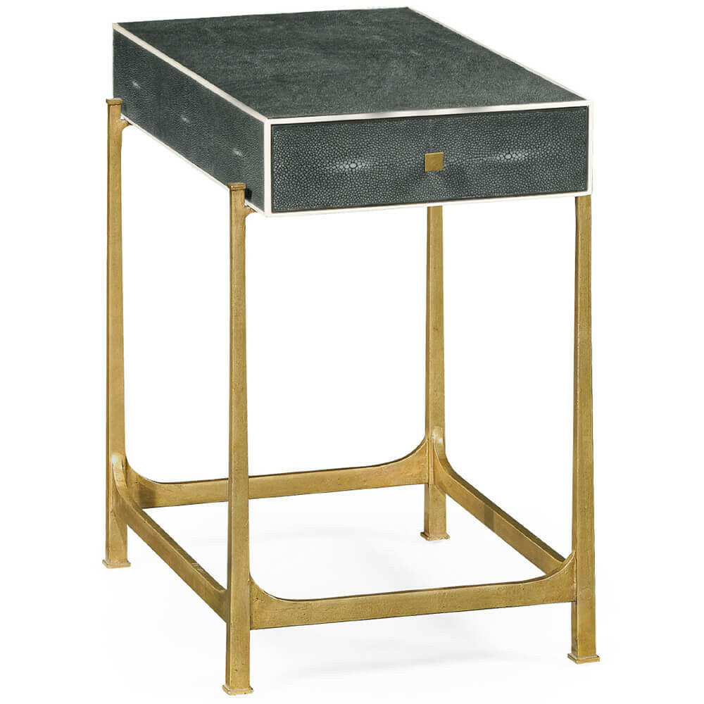 Jonathan Charles Side Table with Drawer Contemporary in Anthracite Shagreen - Gilded.