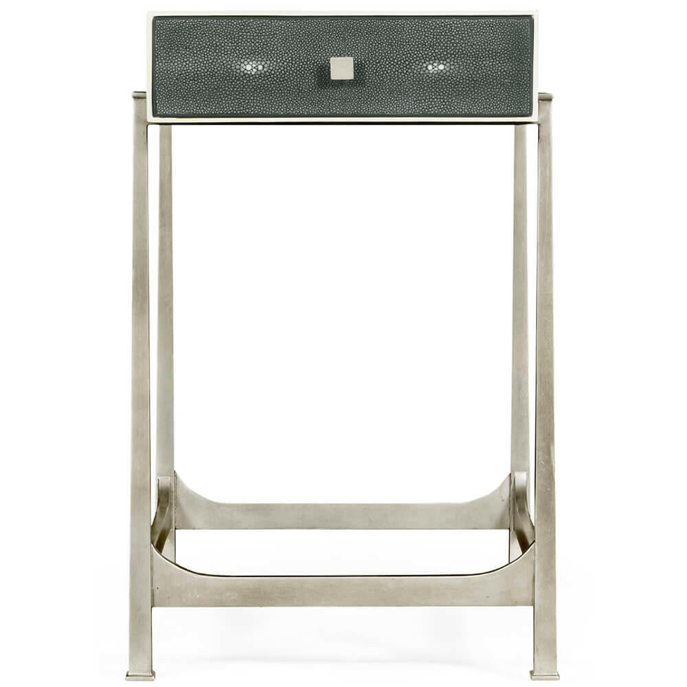 Jonathan Charles Side Table with Drawer Contemporary in Anthracite Shagreen - Silver.