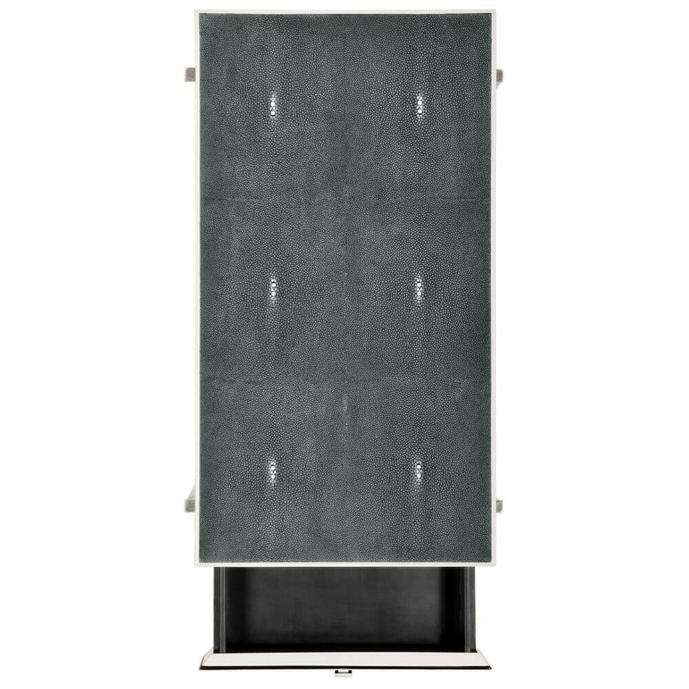 Jonathan Charles Side Table with Drawer Contemporary in Anthracite Shagreen - Silver.